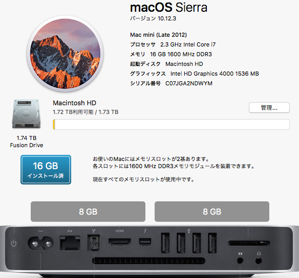 Apple Mac Mini, 2.6GHz Quad 高速大容量 Late 2012 Mac mini