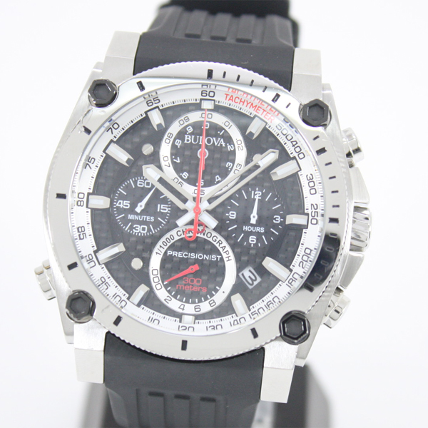 Bulova ブローバ プレシジョニスト メンズ クロノグラフ腕時計 98B172 1/1000秒計測 SSxラバー クォーツ 税込
