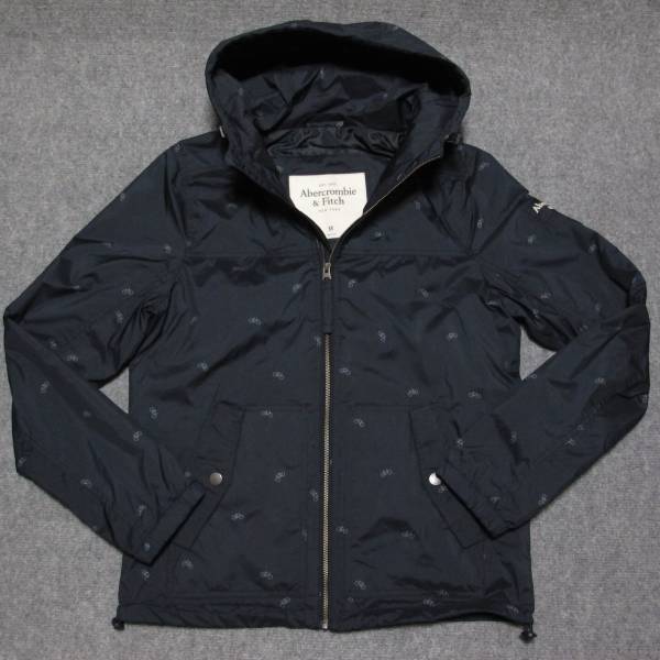 Abercrombie&amp;fitch アバクロ ナイロンジャケット ネイビー M 自転車柄 サイクリングジャケット