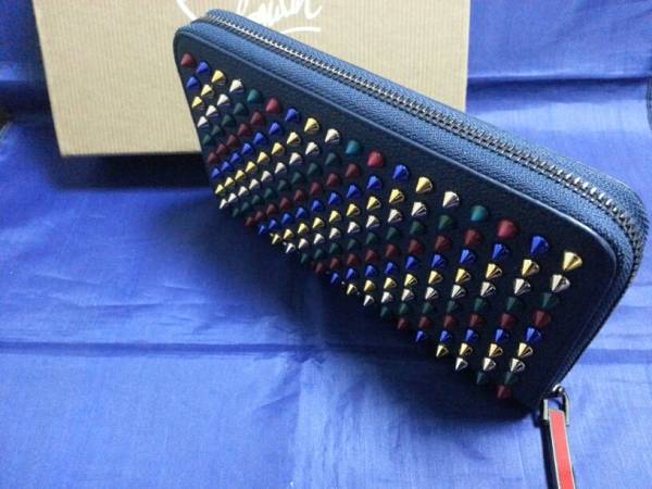 クリスチャン ルブタン スパイクウォレット 紺色 革 マルチカラー