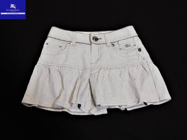 美品 バーバリー ブルーレーベル ミニスカート風 ショートパンツ 38 ストライプ