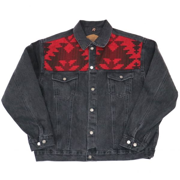 USA製 Woolrich ウールリッチ ネイティブ柄 切替 ブラックデニム 