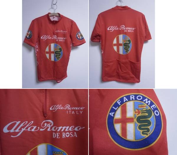 15868★アルファロメオ alfa Romeo DE ROSA デローザ 半袖ジャージ 赤 イタリア製☆3
