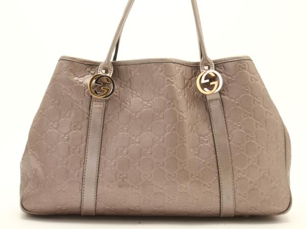 1円 美品 グッチ GG ツインズ シマ レザー ショルダー バッグ レディース 革 トート ビジネス ハンドバッグ ブランド メタリック かばん M5
