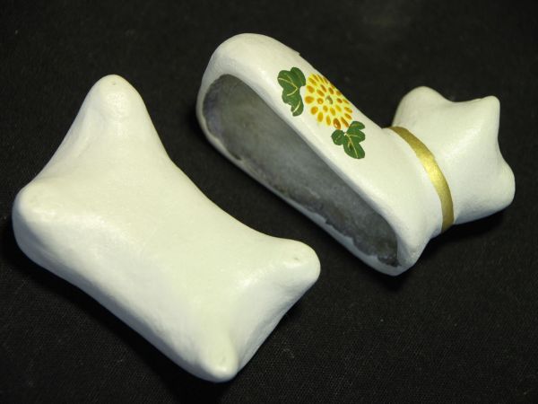 希少法華寺 御守犬 戌香合 土人形 茶道具 共箱 栞 共布 有り 犬