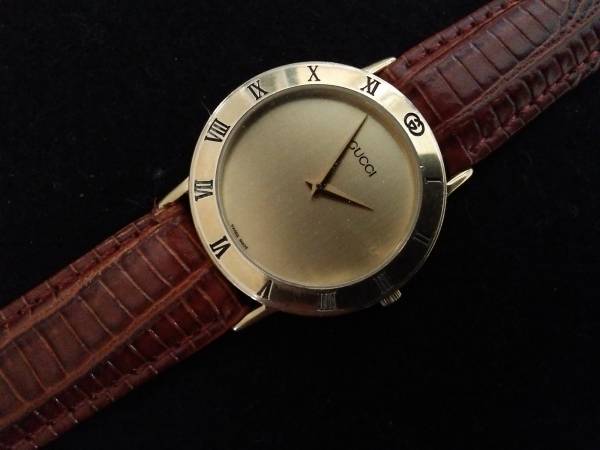 ☆□GUCCI/グッチ 3000.2.M メンズ ゴールド クオーツ*