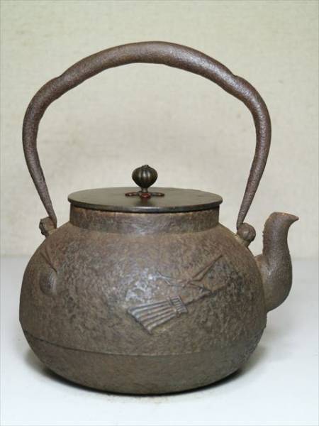 夢工房】古錫丸形茶壺在印 358g 煎茶道具 朱-4