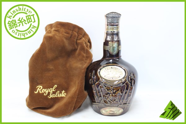 ◇注目! ロイヤル・サルート 21年 700ml 茶色 陶器 巾着付 EH ROYAL 古