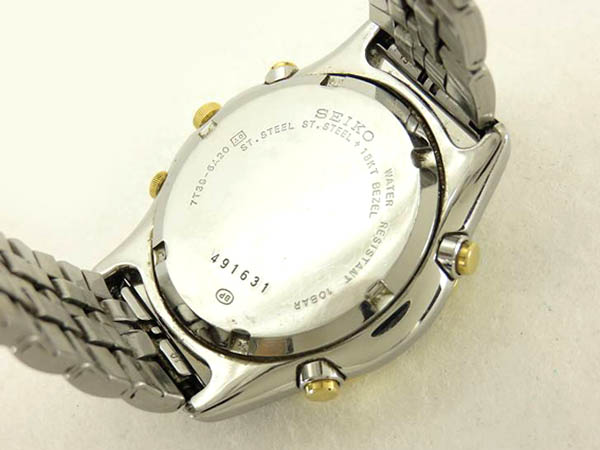 1円 ジャンク品 セイコー 7T39-6A20 ドルチェ クロノグラフ SS 