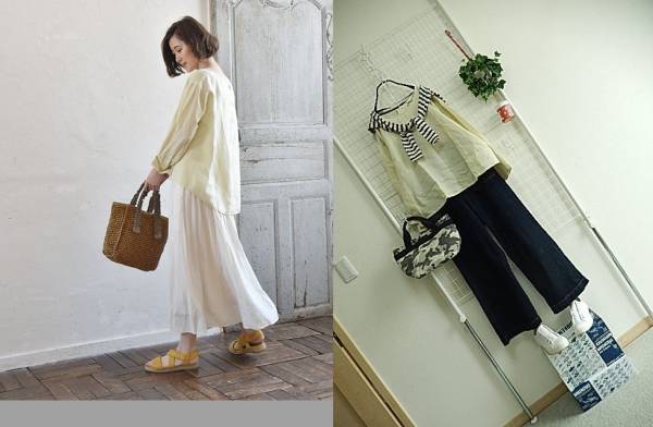 今季スタジオクリップ★リヨセル　リネン　カラー　クルーネック　長袖ブラウス