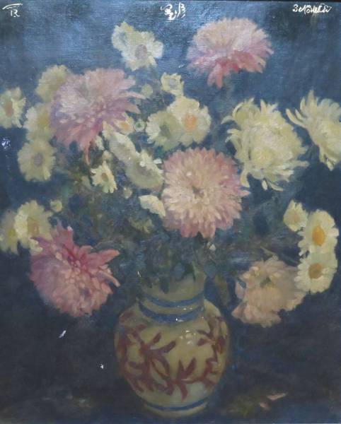 肉筆油彩画　【静物画】 油絵20号 肉筆 作者・作品名不明 花/静物 絵画(N.81) 肉筆 油絵 作者・