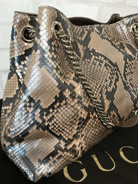 1円～ 美品 グッチ GUCCI ソーホー SOHO パイソン 