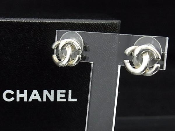 1円 □極美品□ CHANEL シャネル ココマーク ピアス シルバー E266