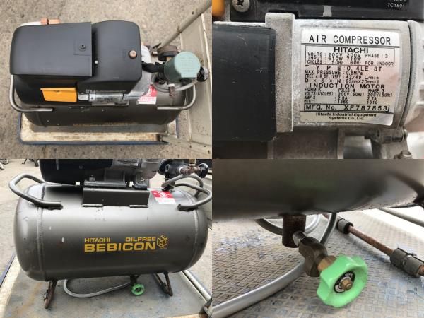 日立 ベビコン 【0.4LE-8T】エアーコンプレッサー 200V 中古 (Y)