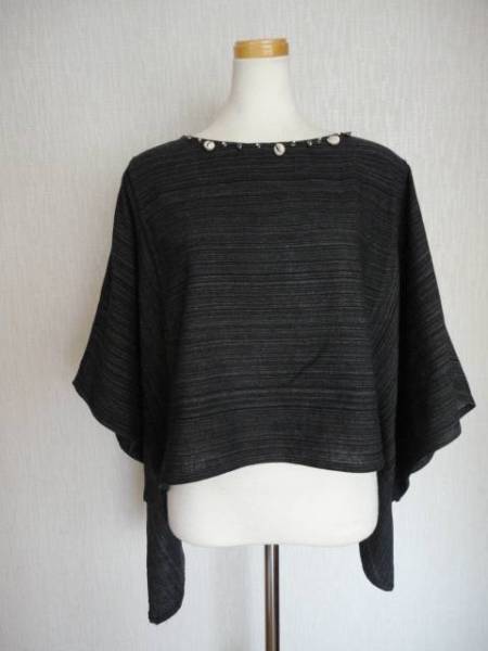 着物リメイク■手織り絣チュニック飾り付トップス■レディースファッション■