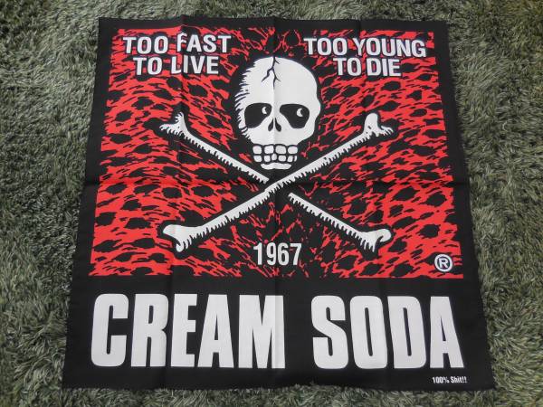 クリームソーダ CREAMSODA ドクロ赤色豹柄フラッグ バンダナ クリームソーダ CREAMSODA ドクロ赤色豹柄フラッグ バンダナ