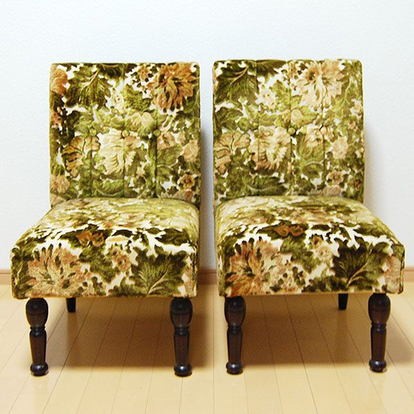 旧家初出し★花柄 カフェチェア 2脚セット★大正 昭和レトロ アンティーク 古道具 骨董品 古民家カフェ ゲストハウス