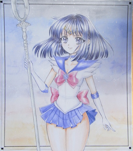 手描きイラスト　セーラーサターン　色紙_2