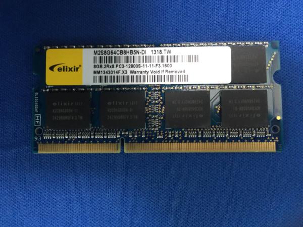 elixir】 PC3-12800S 8GB SO-DIMM DDR3-1600 ノートPC メモリ 8GB
