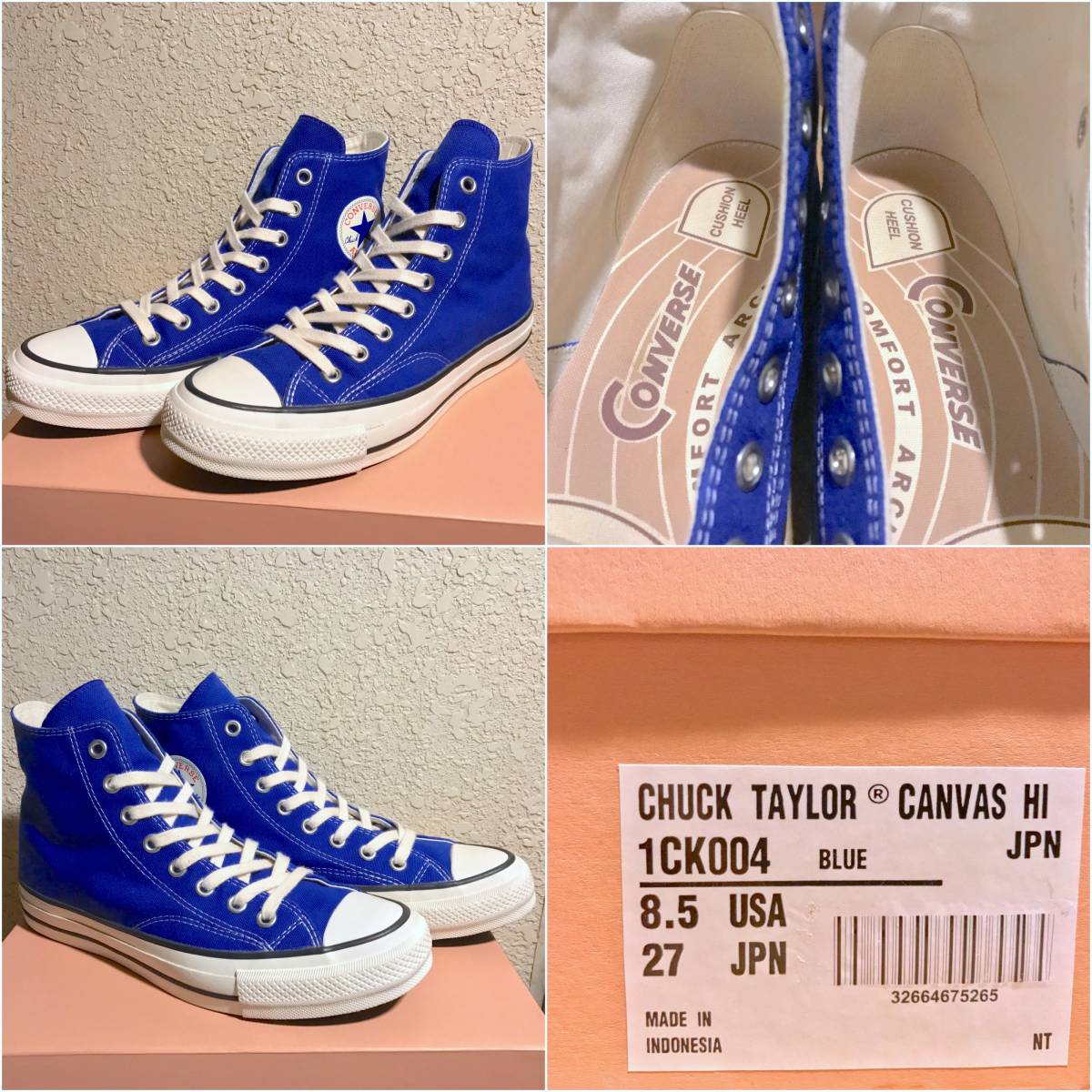 超美品 CONVERSE ADDICT チャックテイラー CANVAS HI BLUE 27cm 中古 1970年代 復刻 三ツ星 限定 ALLSTAR CHUCK TAYLOR ct70s1970s青ブルー