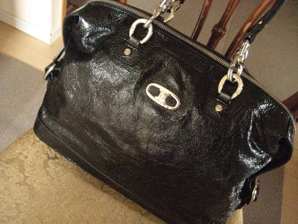♪セリーヌ上質エナメルバック　ブラック♪極美品
