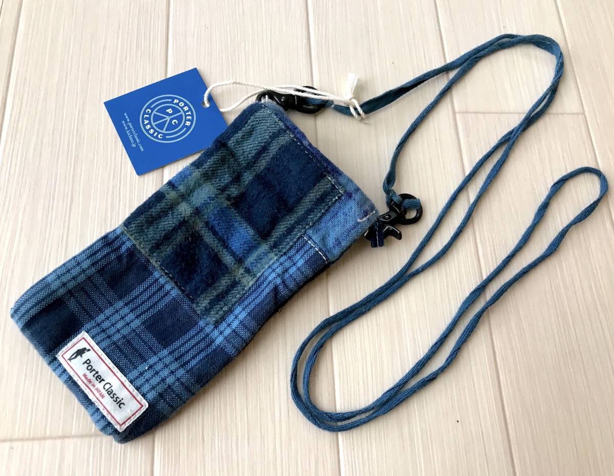 希少 Porter Classic / 藍染 チェック ショルダー ポーチ バッグ 日本 