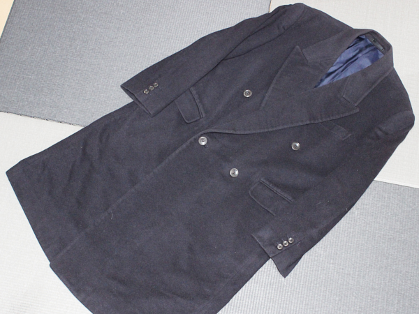 LANVIN ランバン ラグジュアリーモデル☆ 高級素材 カシミヤ100% ダブル ピークド襟 ロング チェスター コート メンズ 男性 紳士 1072