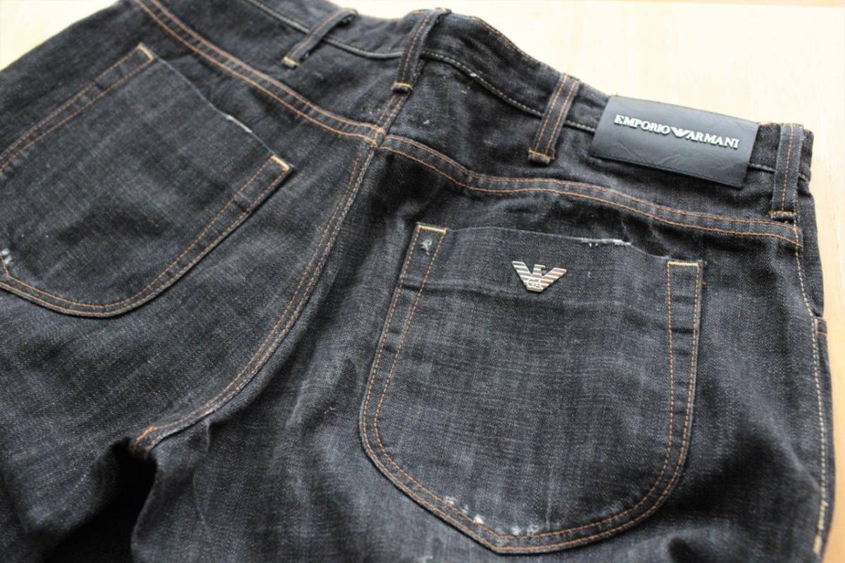 1円～ EMPORIO ARMANI エンポリオアルマーニ ダメージ加工 ブラック 