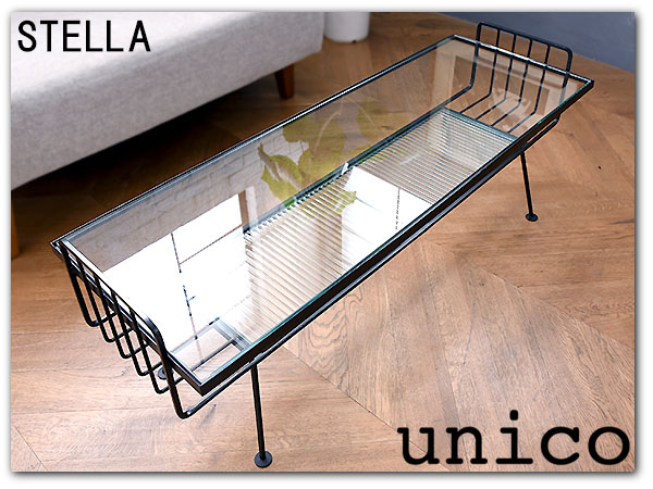 IZ24924Y◎unico ウニコ センターテーブル STELLA ガラステーブル リビング アイアン モダン デザイン レトロ