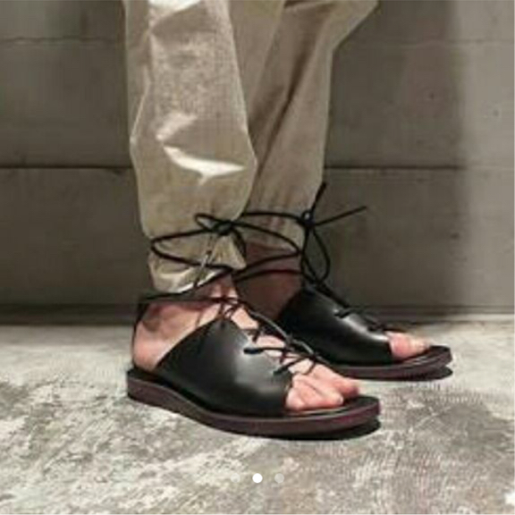 SUNSEA 15SS Cut Off Lace-up Shoes size3 サンダル ブラック 黒(男性