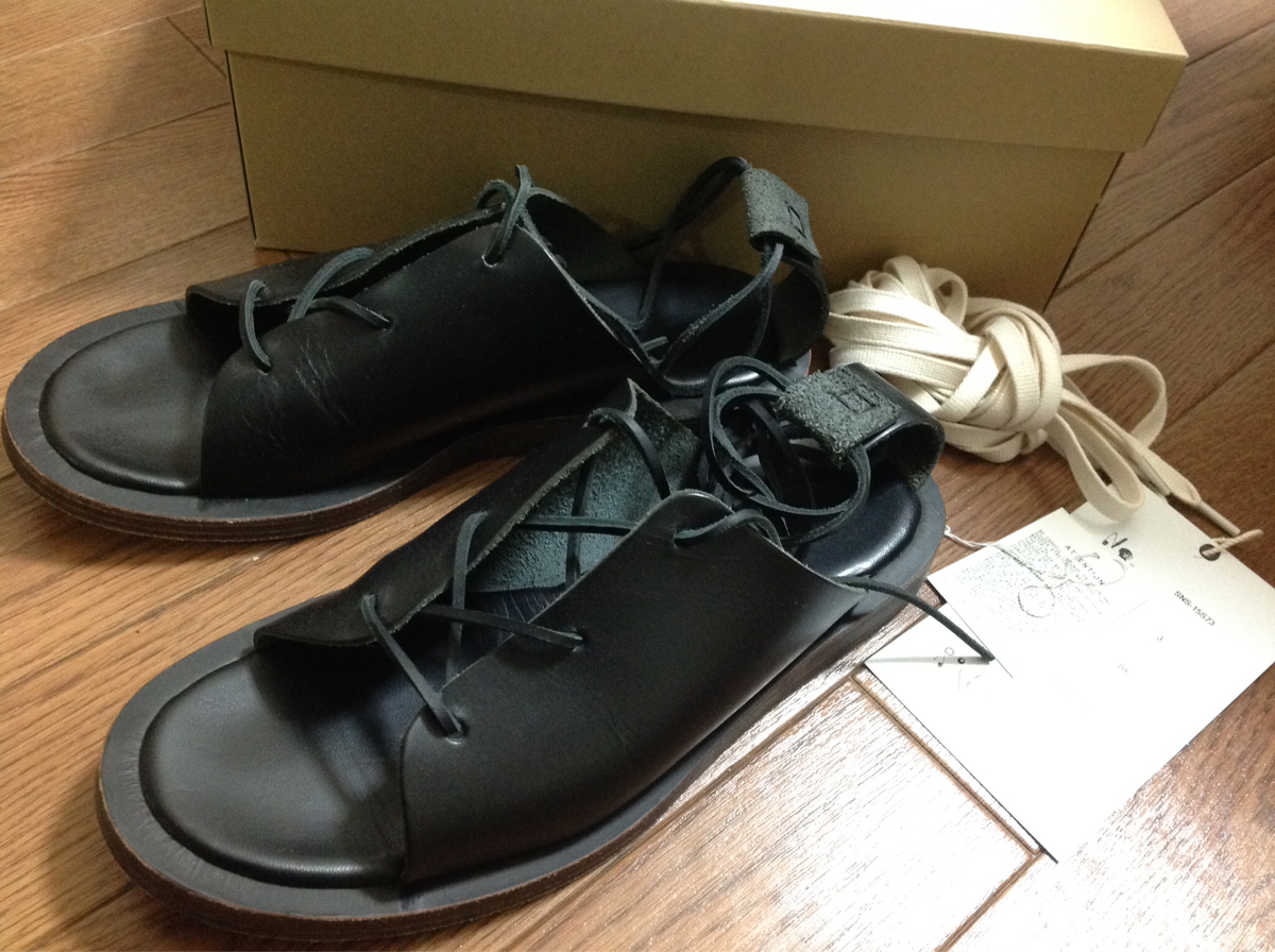 SUNSEA 15SS Cut Off Lace-up Shoes size3 サンダル ブラック 黒(男性