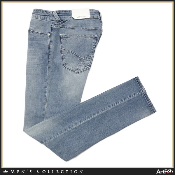 GAS【伊】薄 青 コットン ストレッチMORRIS ウォッシュ ダメージ加工 ストレート デニム パンツu209*in32新品 未使用