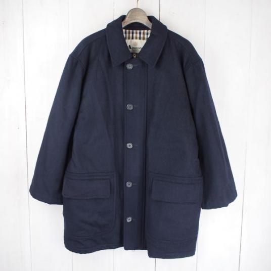 イングランド製*アクアスキュータム*Aquascutum*カシミヤ混ウールコート(M)ブルゾン*ネイビー