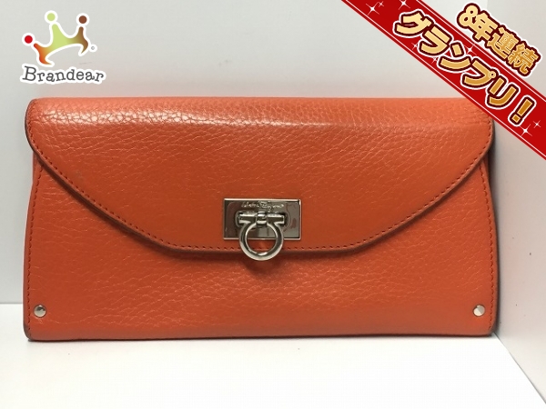 サルバトーレフェラガモ SalvatoreFerragamo 財布 長財布 レザー オレンジ ガンチーニ