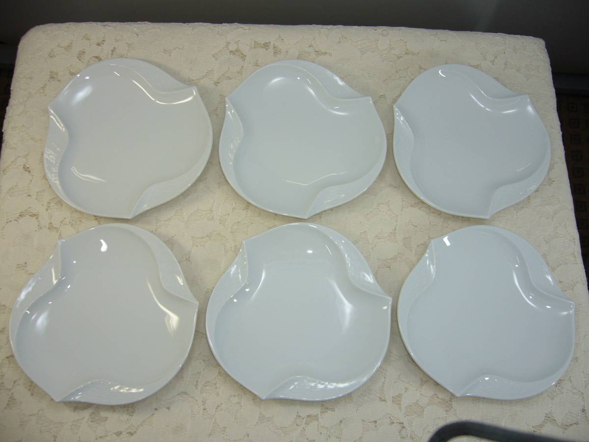 美品　マイセン　小皿　「波の戯れ」 ホワイトシリーズ 　６枚