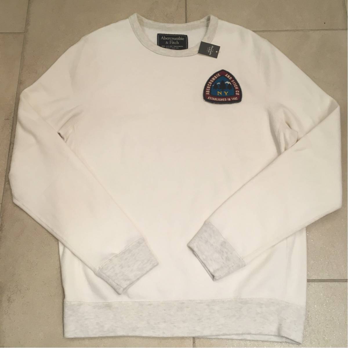 Abercrombie&Fitch アバクロ メンズ トレーナー L ホワイト 新品 送料込み