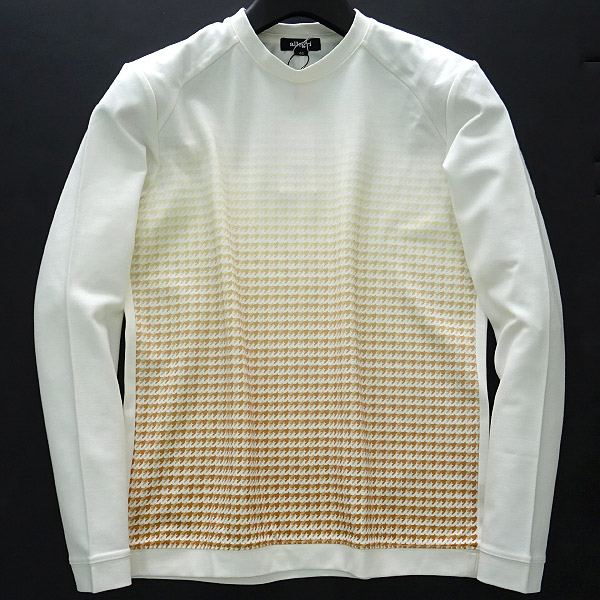 新品 定価2万! アレグリ 千鳥柄グラデーションポンチジャージーカットソー46(M)白★I18779