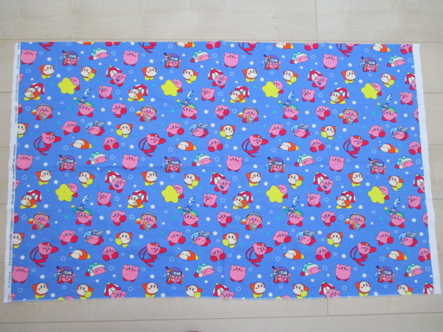 星のカービィ 水色 生地 布110cm×60cm オックス はぎれ ハンドメイド