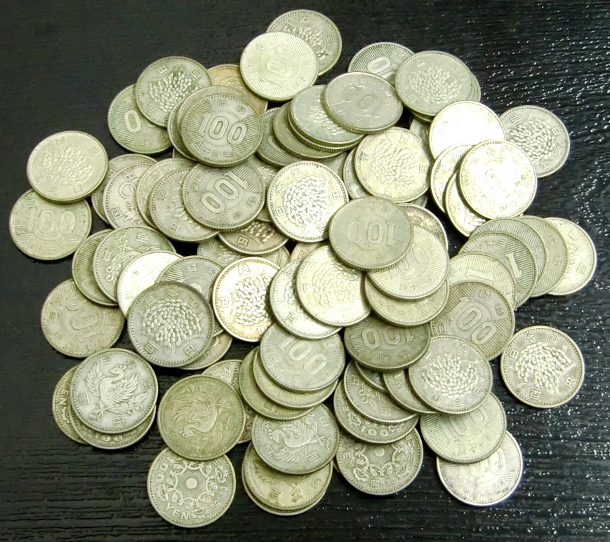 100円銀貨　86枚まとめて　鳳凰　稲　東京オリンピック　百円銀貨