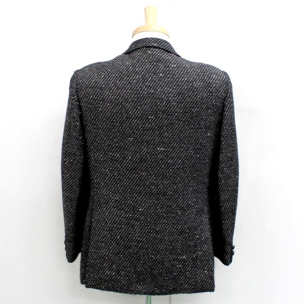 C237■DAKS■ダックス■シルク混 ミックスニット ツイードジャケット メンズ96AB5 ダークグレー 総裏 2B 胡桃釦 ブレザ トラッド ブレザー