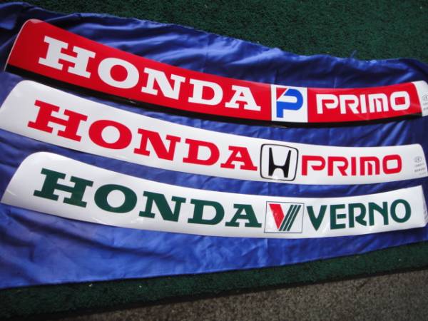 本物！高性能！レース 競技必需！復刻 シビック ホンダプリモ HONDA PRIMO 赤ベース/白文字 フロントウィンドステッカー ハチマキ 在庫処分