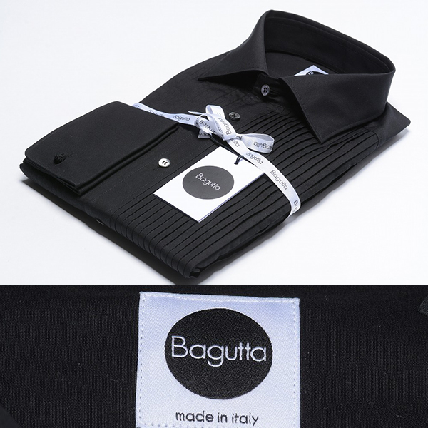 新品 2.4万 Bagutta フォーマルシャツ ドレス ワイドカラー【40】CLASSIC FIT ダブルカフス フォーマル イカ胸 プリーツ イタリア製 272005