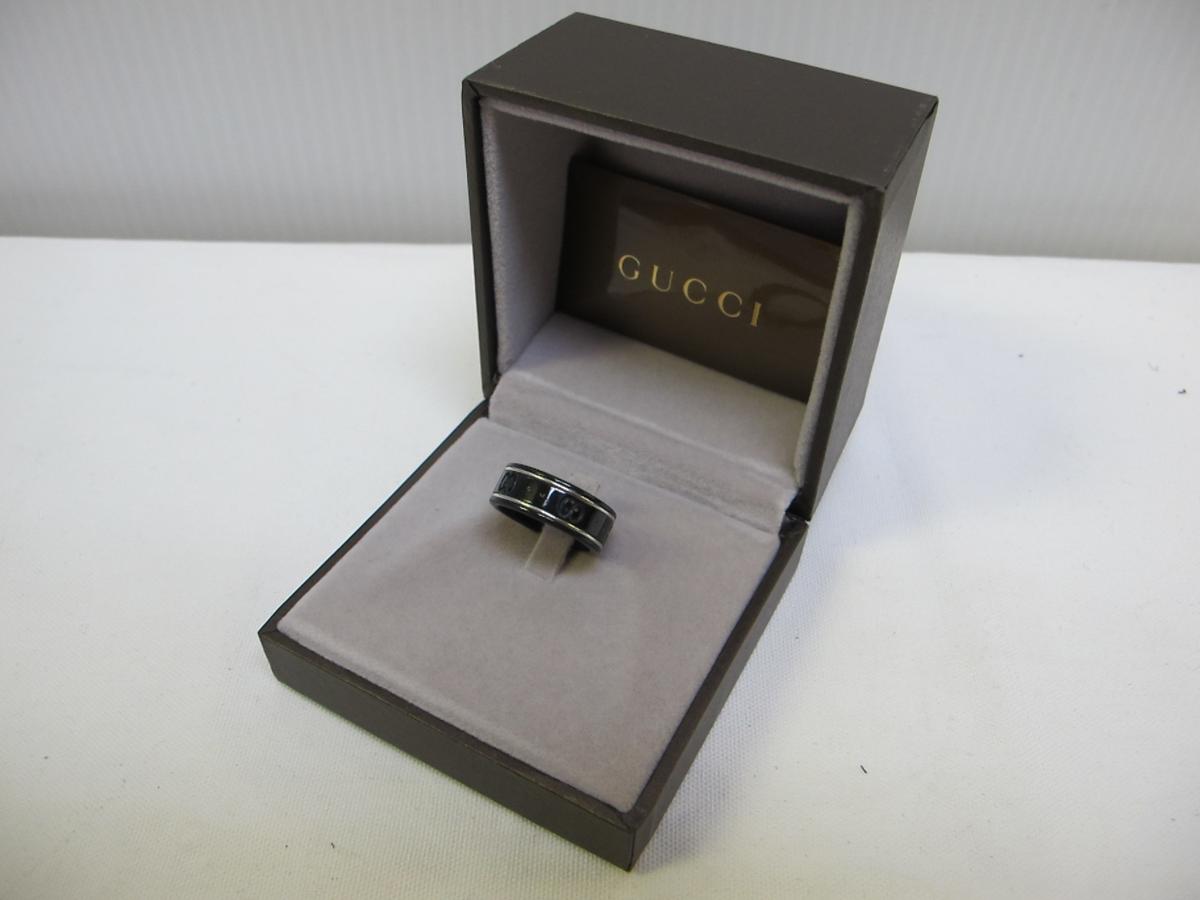 グッチ GUCCI 925 ブラックエナメル リング 指輪 シルバー D46 
