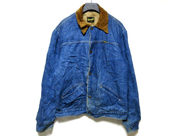 USA製ビンテージWranglerラングラー裏地ボア付きデニムジャケットLサイズ米国製ジージャン古着ランチコートUSEDカバーオール70s80sアメカジ