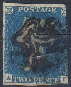 ペンスブルー ペニーブラック ◇古いイギリス 1840年 QV ペンス
