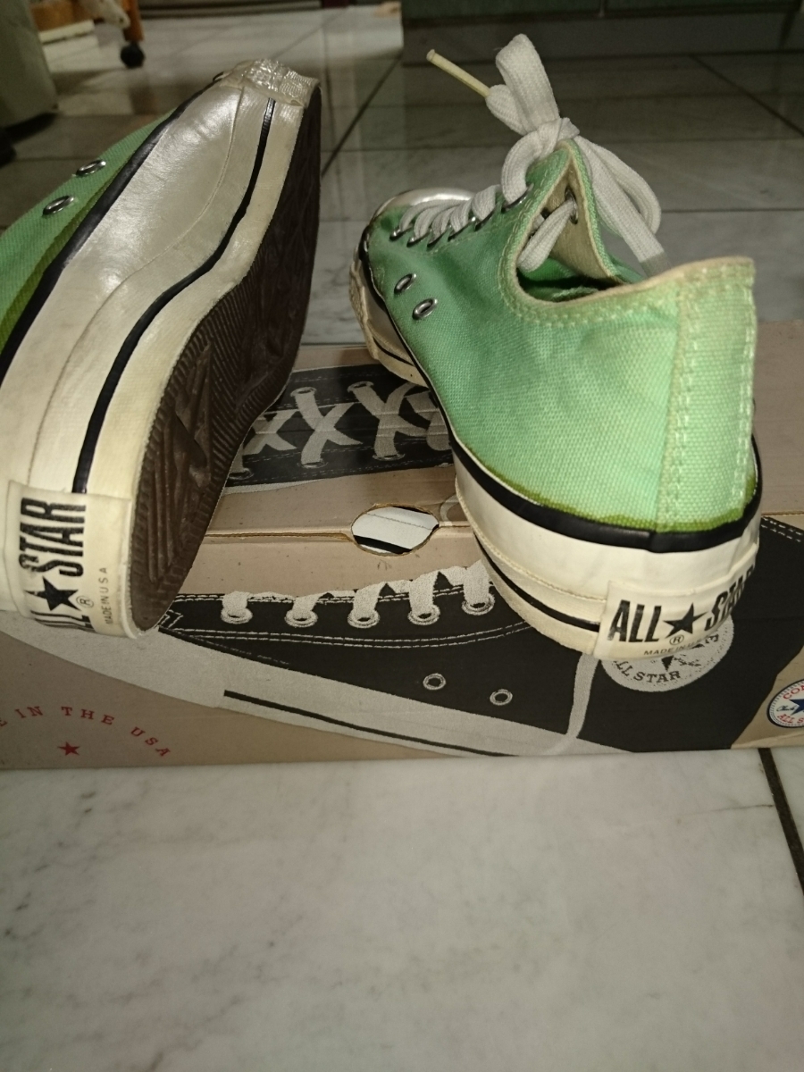 【美中古】　90ｓ　コンバース　オールスター　MADE　IN　USA　61/2（25cm位）　ライムグリーン　ビンテージ