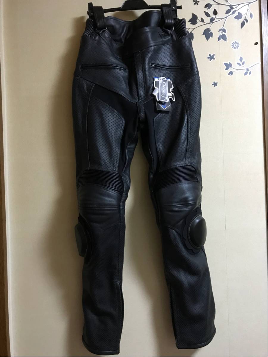 【Clooney】 MP09 本革 パンチングレザーパンツ メッシュ 牛革 バンクセンサー付 メンズ 革パンツ