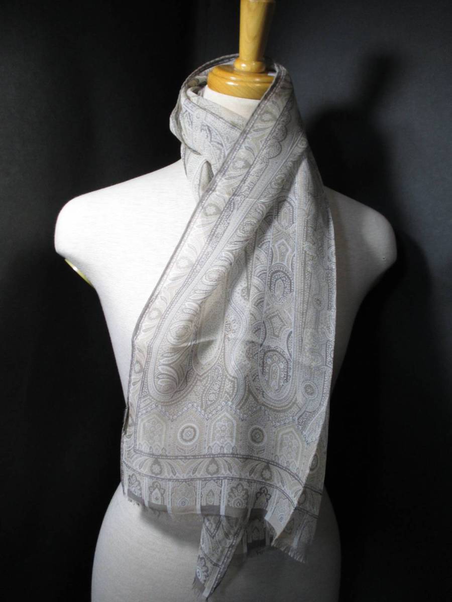 19271 ETRO エトロ ストール マフラー シフォン シースルー シルク100% MADE IN ITALY イタリア製 レトロ オールド ビンテージ