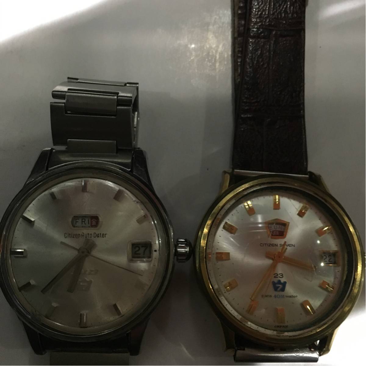 シチズン セブン アンティーク 手巻き 稼働品 二個 写真左 シチズンオートデータ 右シチズンセブン