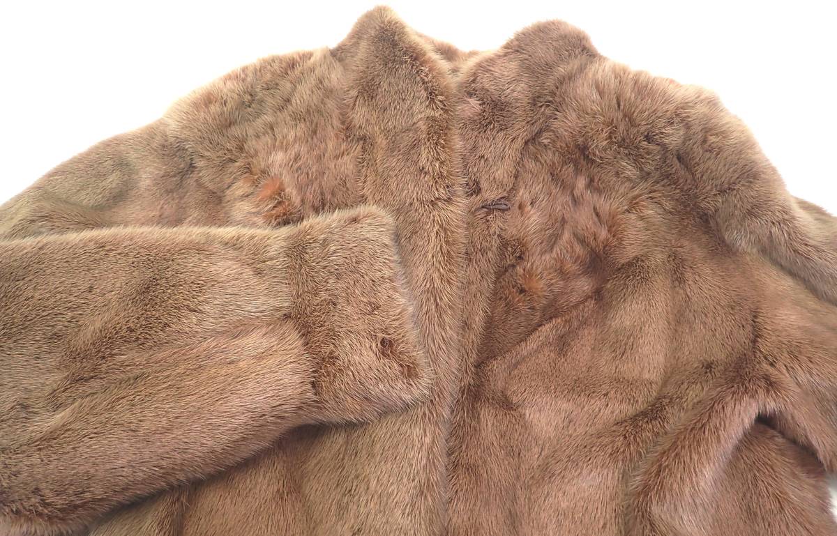 美品◇Maple Queen Fur デザイン 染め ミンク ハーフコート 茶系 毛皮 